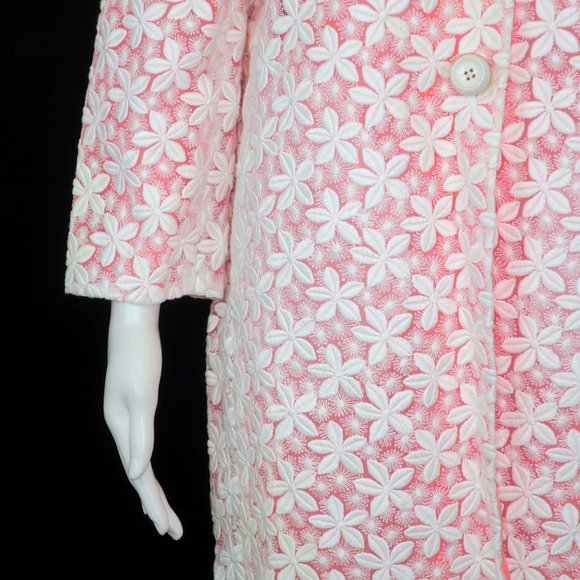 Kate Spade Embroidered Daisy Franny Coat White Pink - Picture 5 of 12